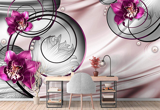 Fototapet - Trandafiri pe un fundal roz in stil art