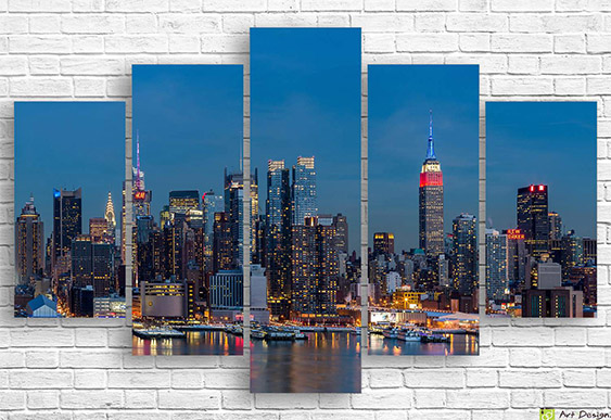 🖼️ Модульная картина панорама Нью-Йорка и Эмпайр-стейт