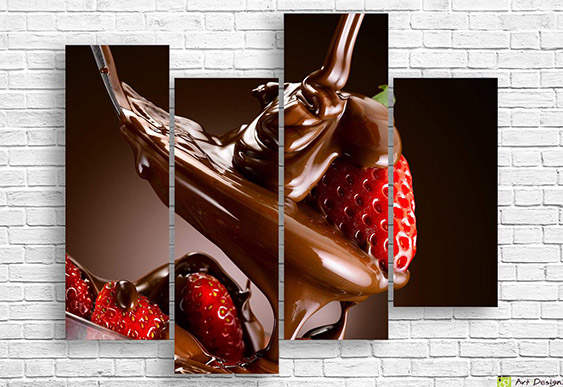 Tablou Multicanvas - Căpșuni in ciocolată