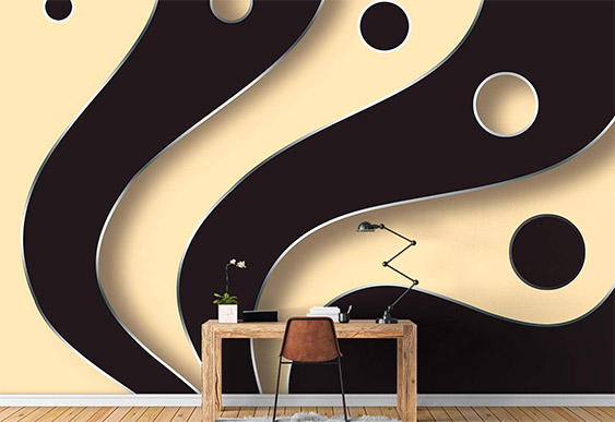 Фотообои с 3D эффектом - Черные шары на волнистом фоне