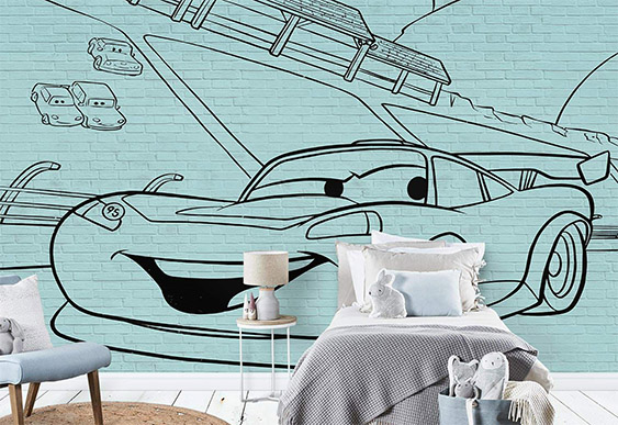 Tapeta pentru copii - McQueen desenat pe perete
