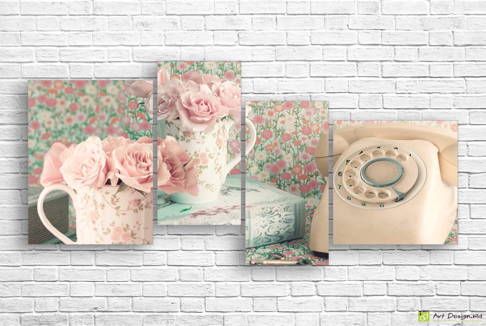 Tablou pe pânză – telefon retro și trandafiri