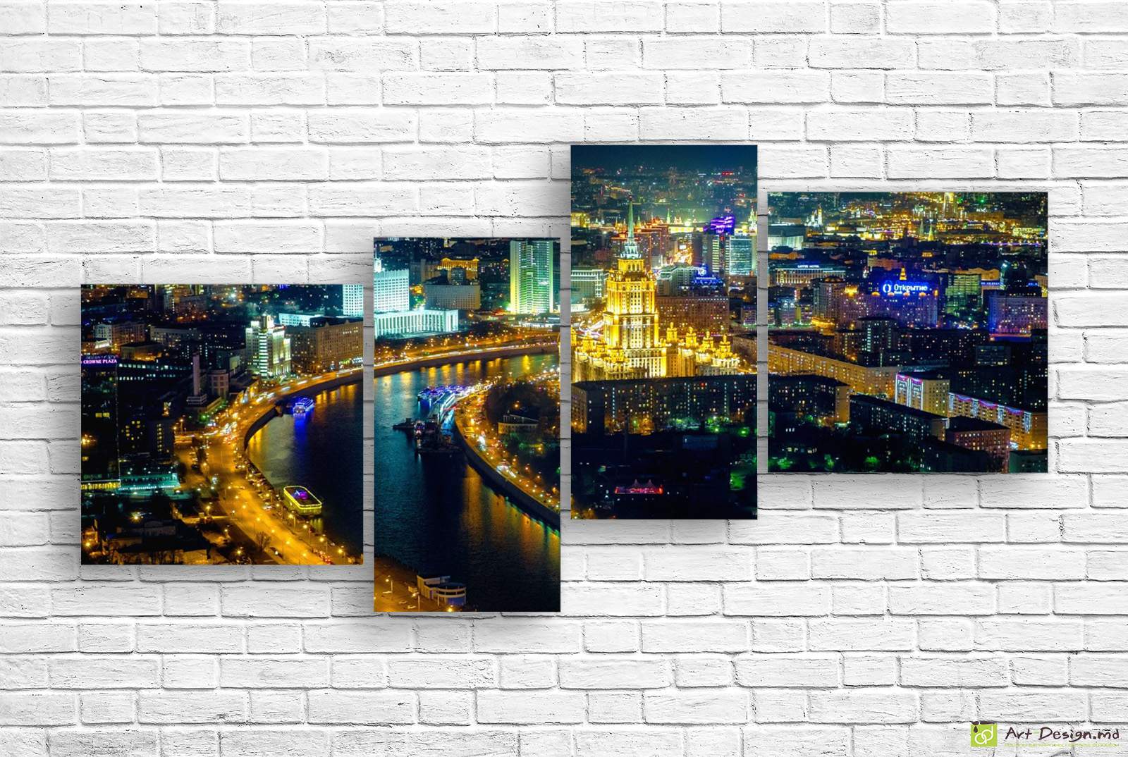 🖼️ Tablou modular Orașul de noapte și lumini pe mal