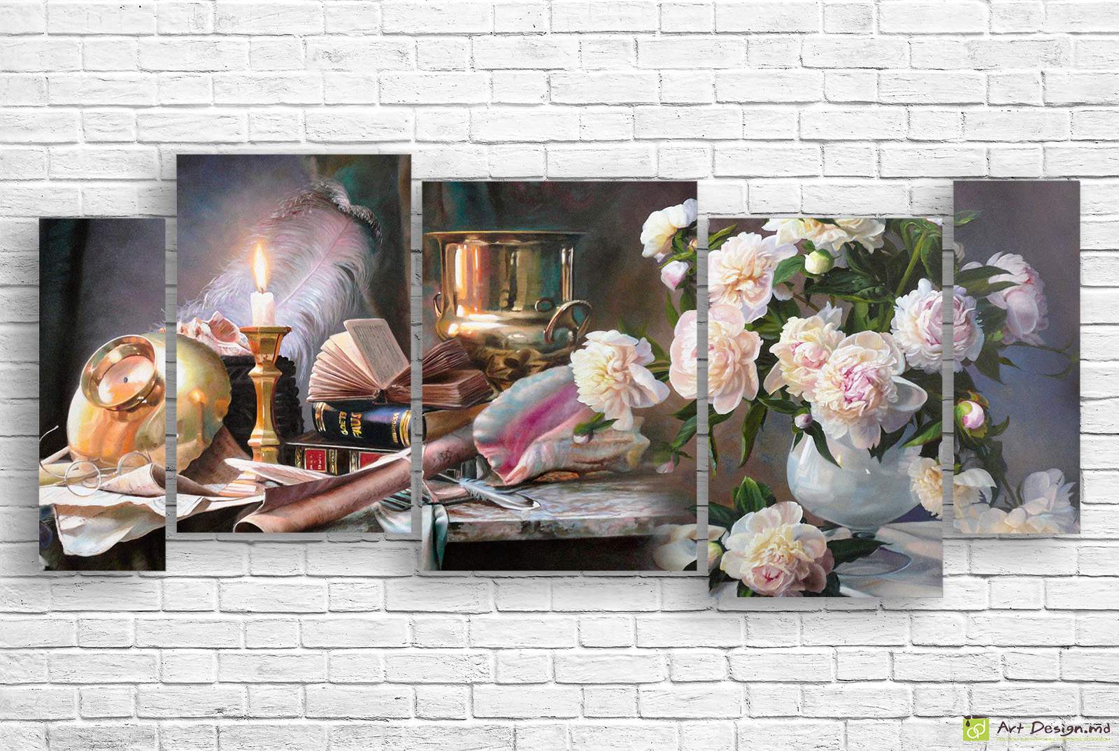 Tablou modular natură statică cu bujori