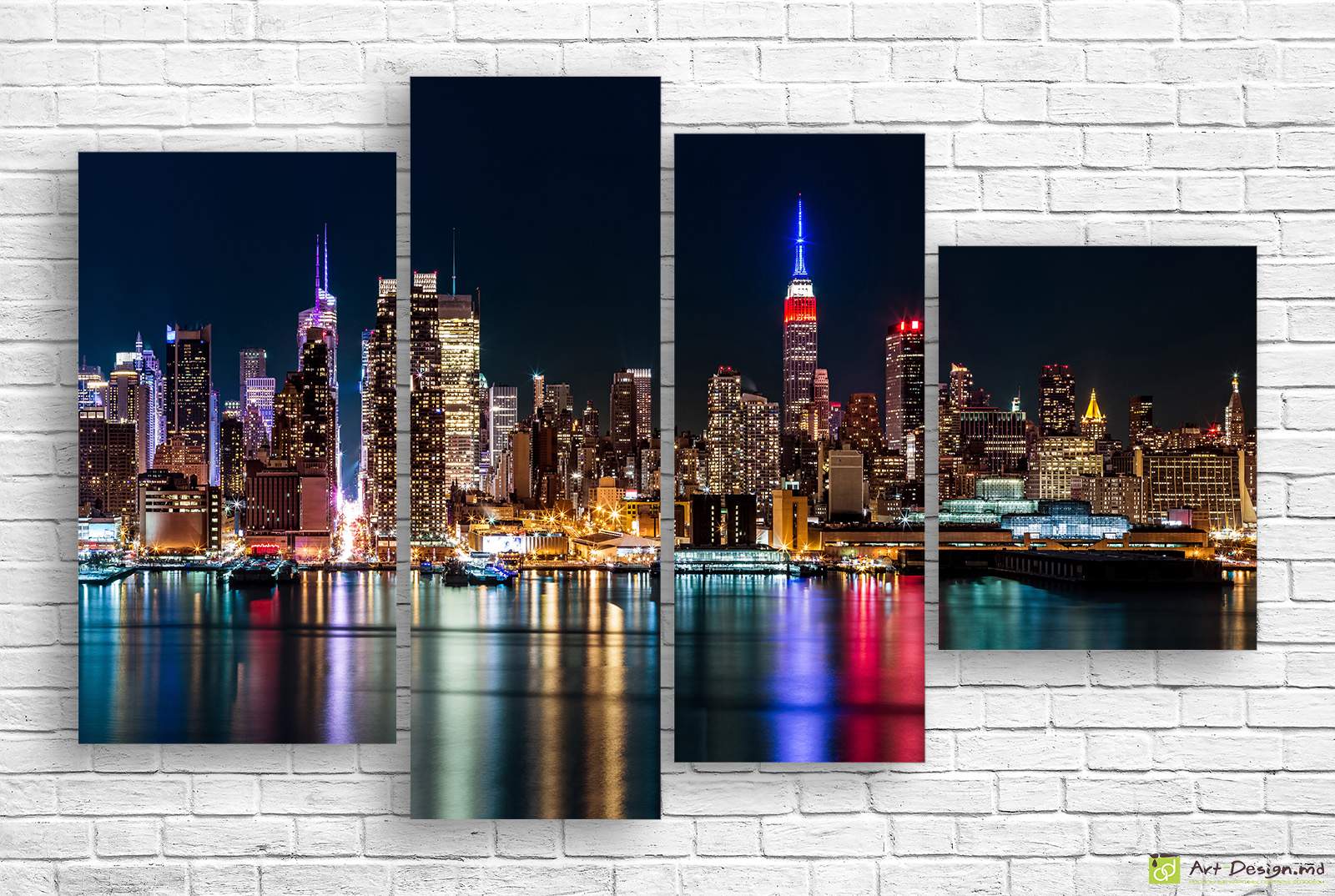 🖼️ Tablou modular Manhattan noaptea și lumini zgârie-nori