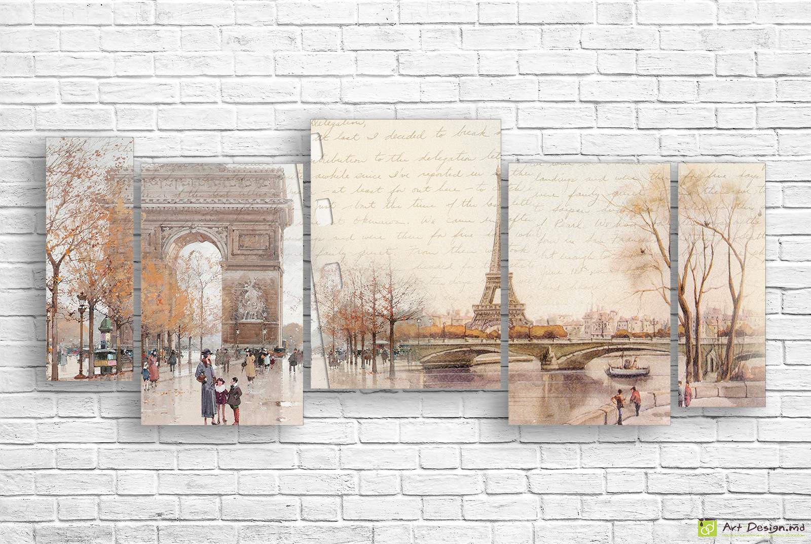 Tablou Multicanvas Paris acuarelă