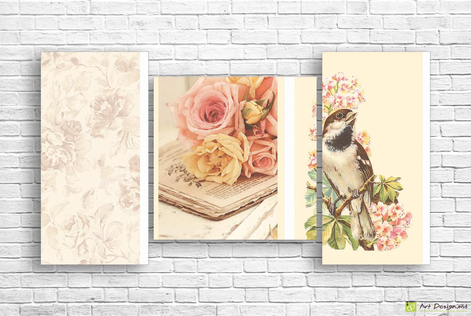 Tablou Multicanvas Pasarea și cartea veche