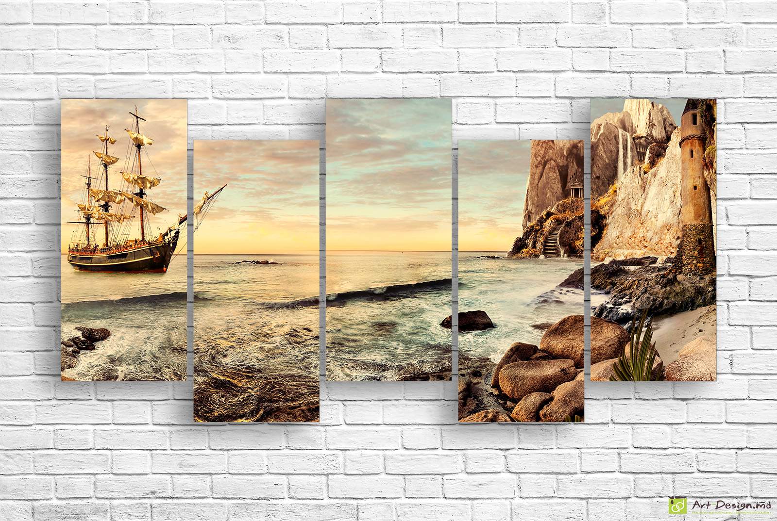 Tablou modular Corabie la apus