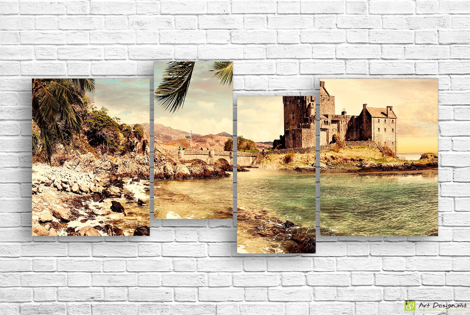 Tablou modular Castel pe malul apei