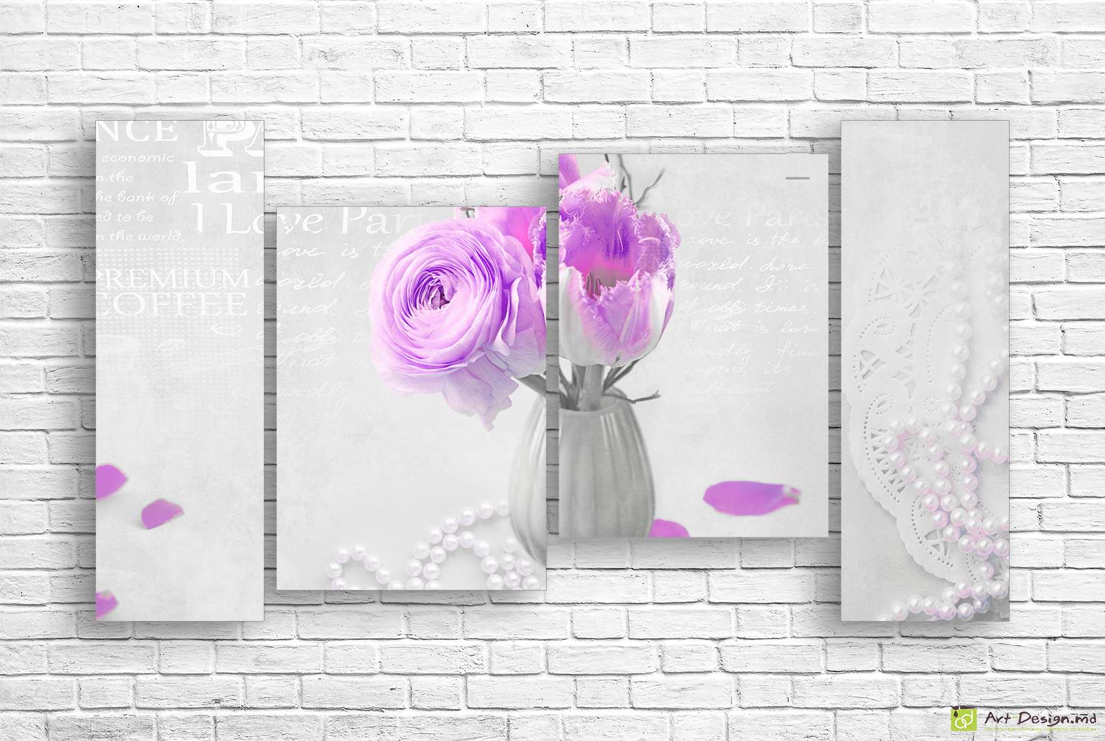 🌹 Tablou modular: Trandafiri și lalele în stil vintage