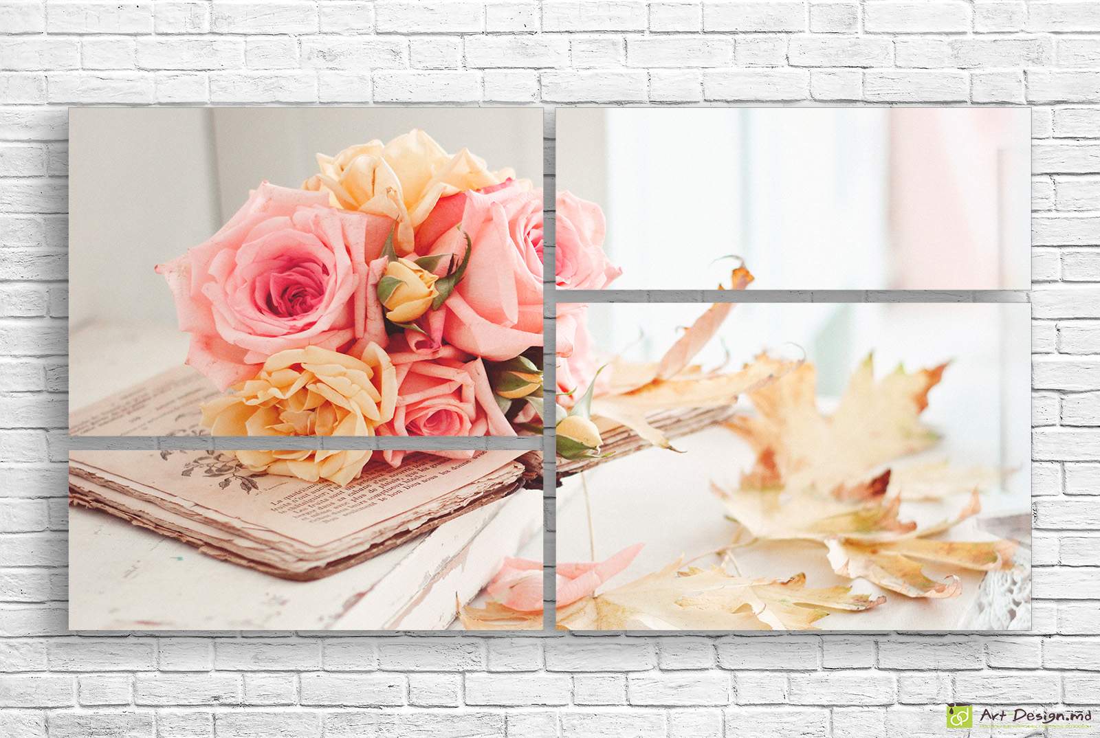 Tablou modular Vintage de toamnă cu trandafiri