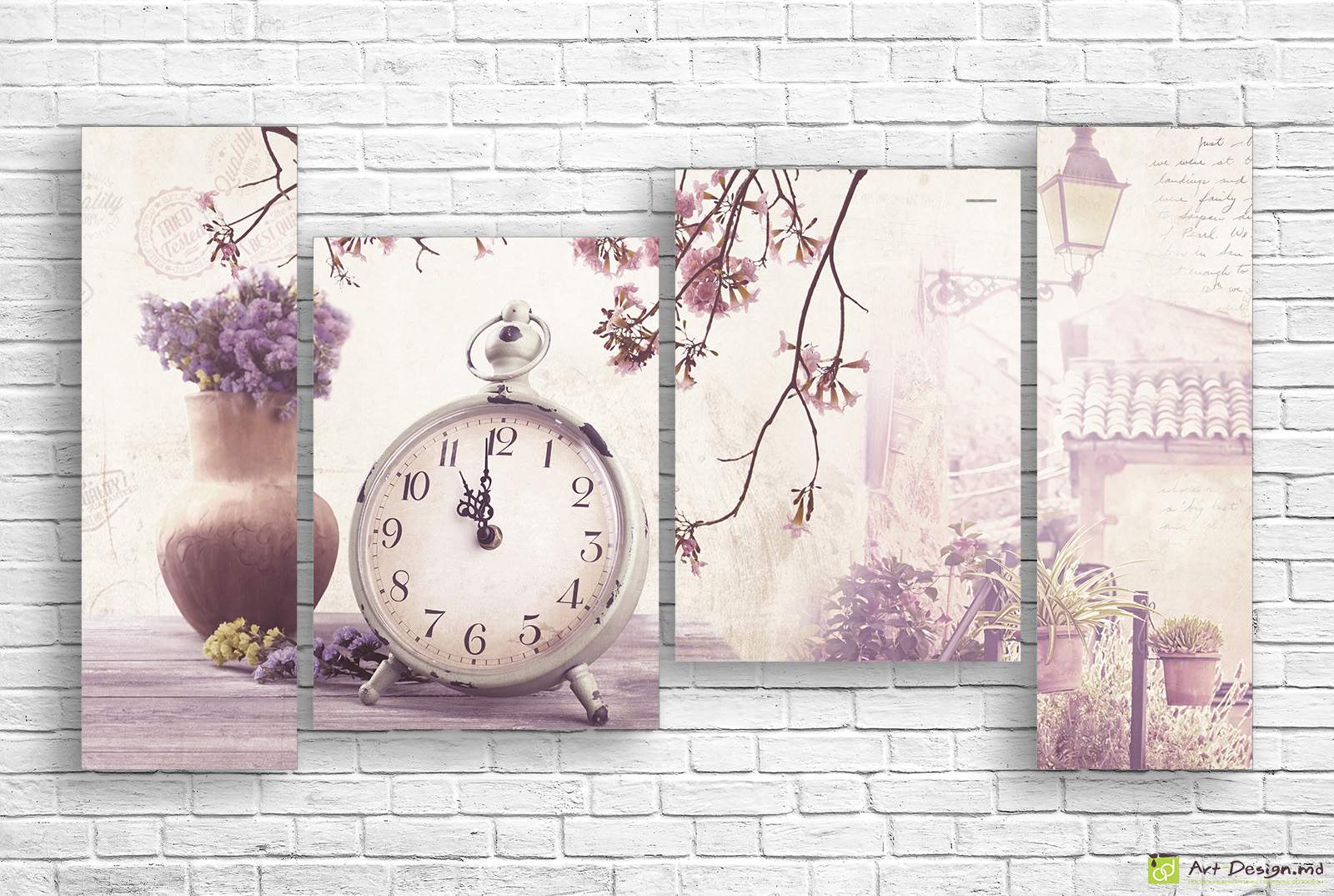 Модульная картина - Лаванда на старинном фоне