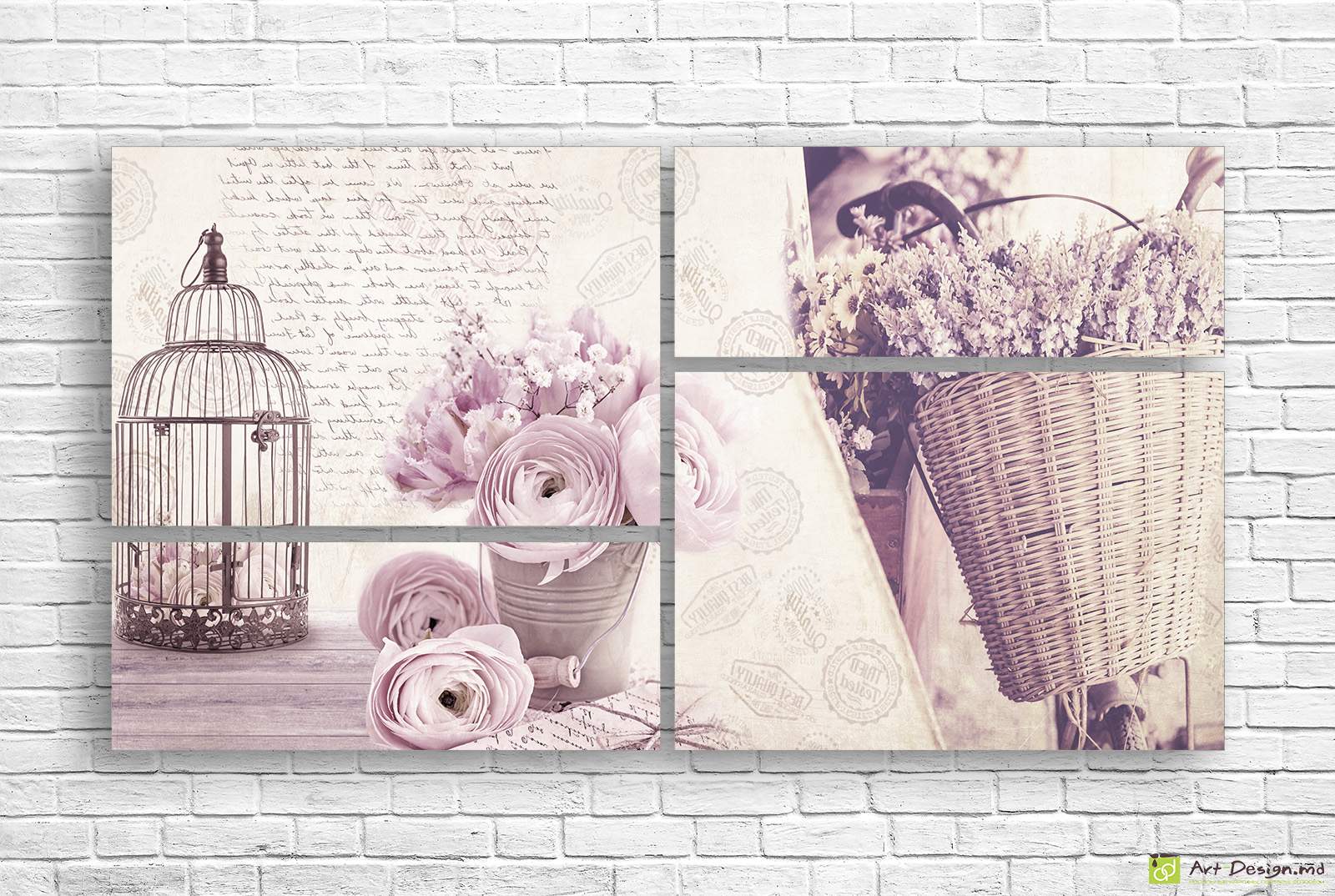 Модульная картина - Старинные письма и лаванда