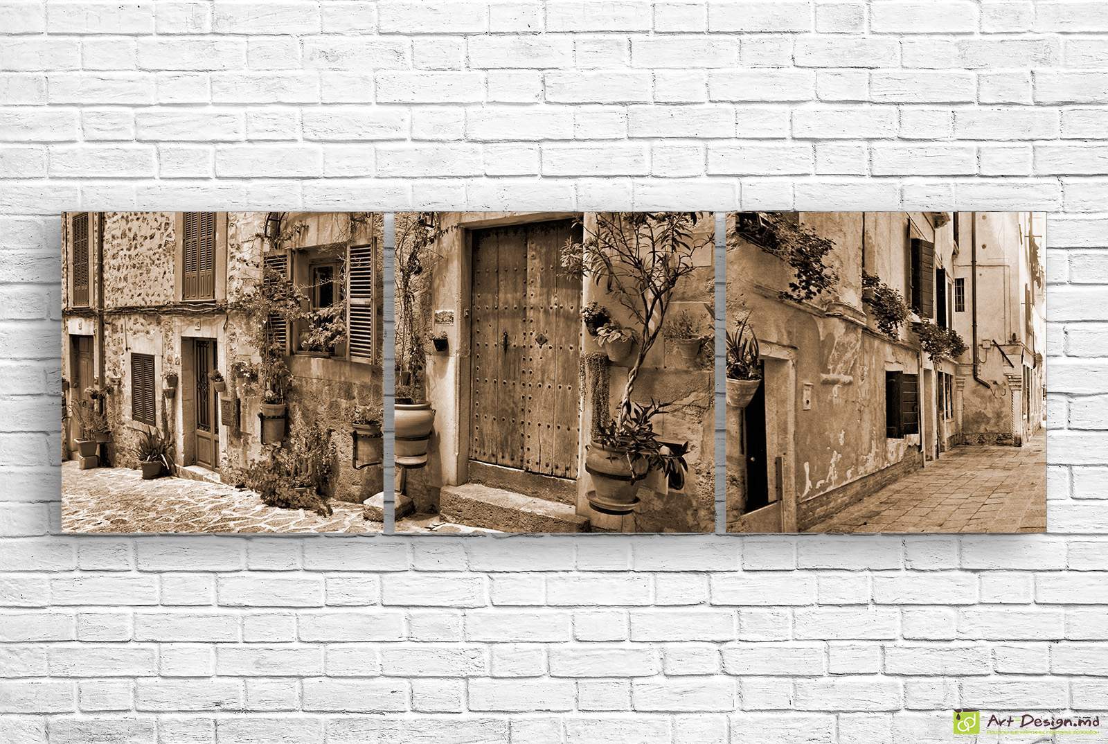 Tablou modular străzi vintage în sepia