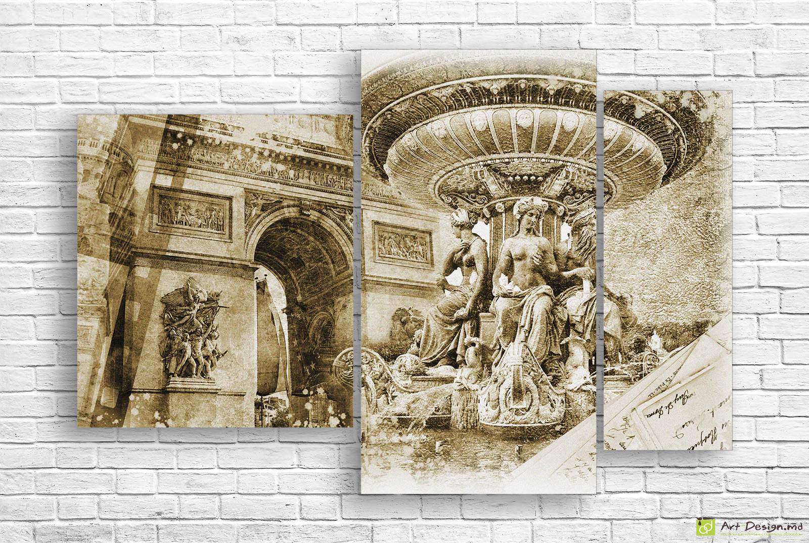 Модульная картина - Старинная чаша фонтан