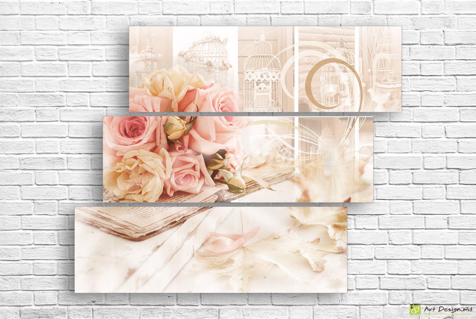 Модульная картина - Розы и винтажная книга