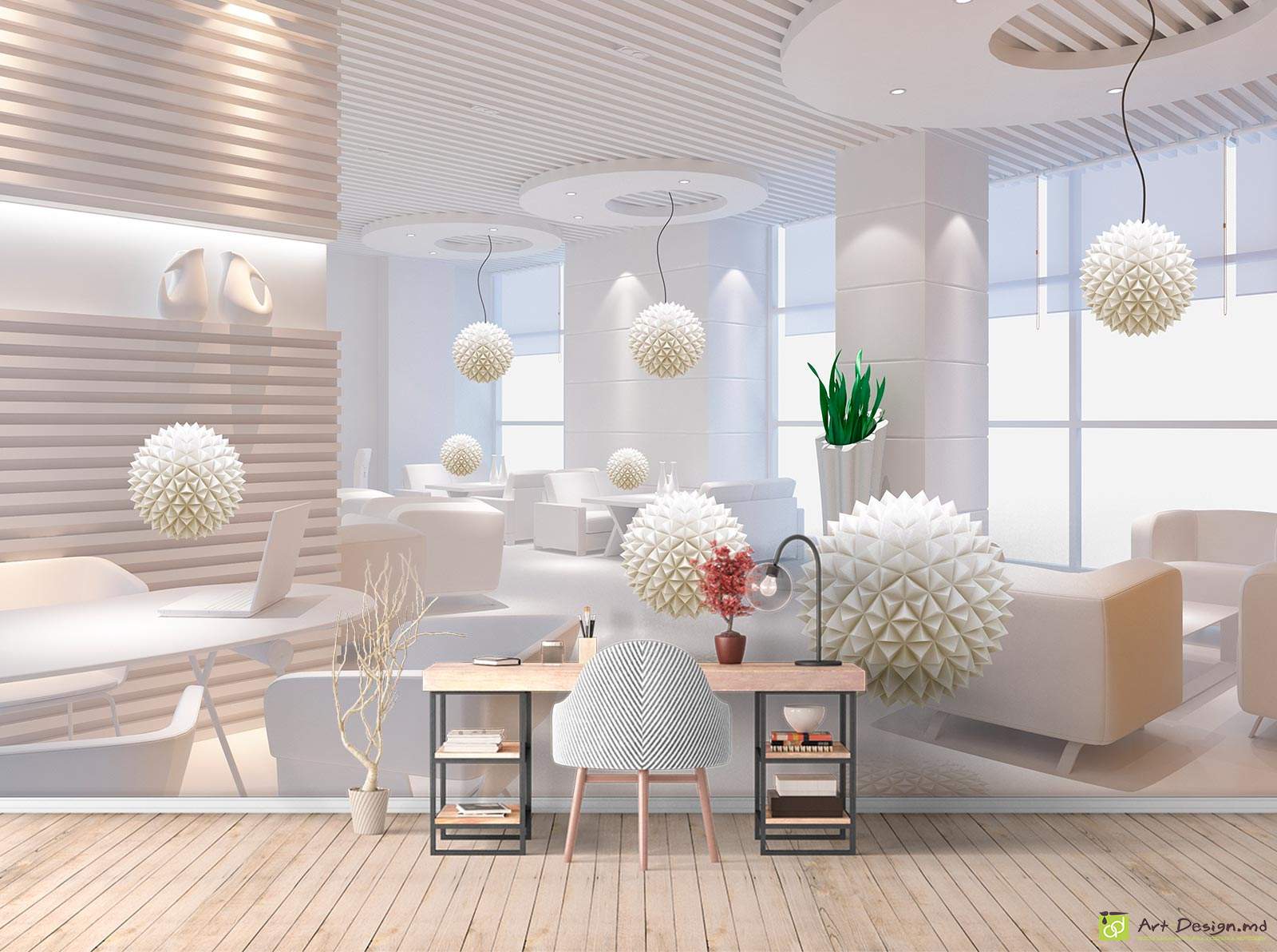 Фотообои на стену - Красивый интерьер с шарами