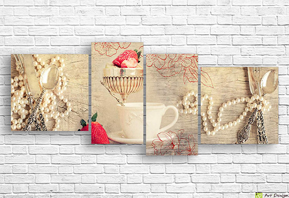 Tablou Multicanvas - Căpșuni in ciocolată