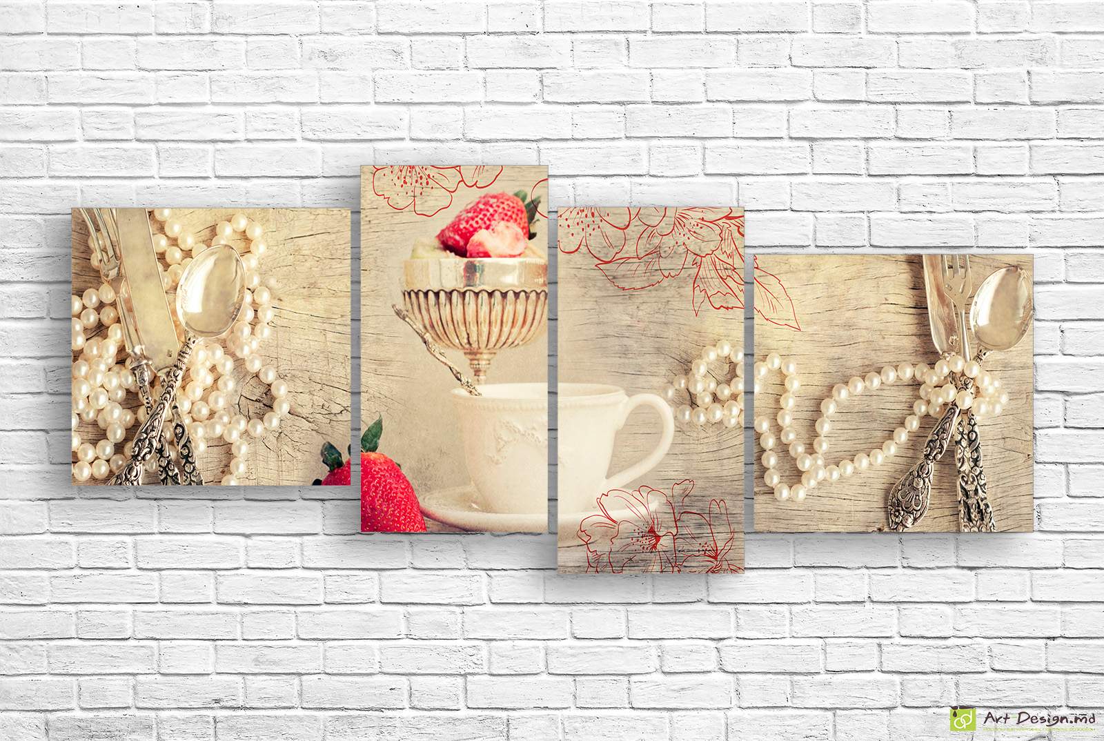 Модульная картина - Вкусная клубника