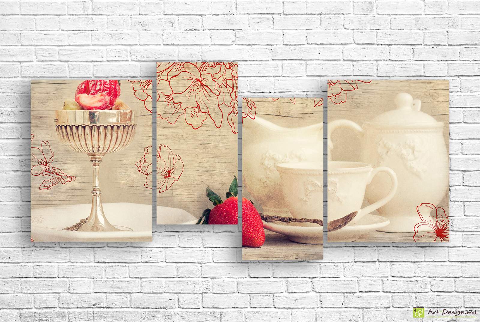 Модульная картина - Клубнично-фруктовый десерт