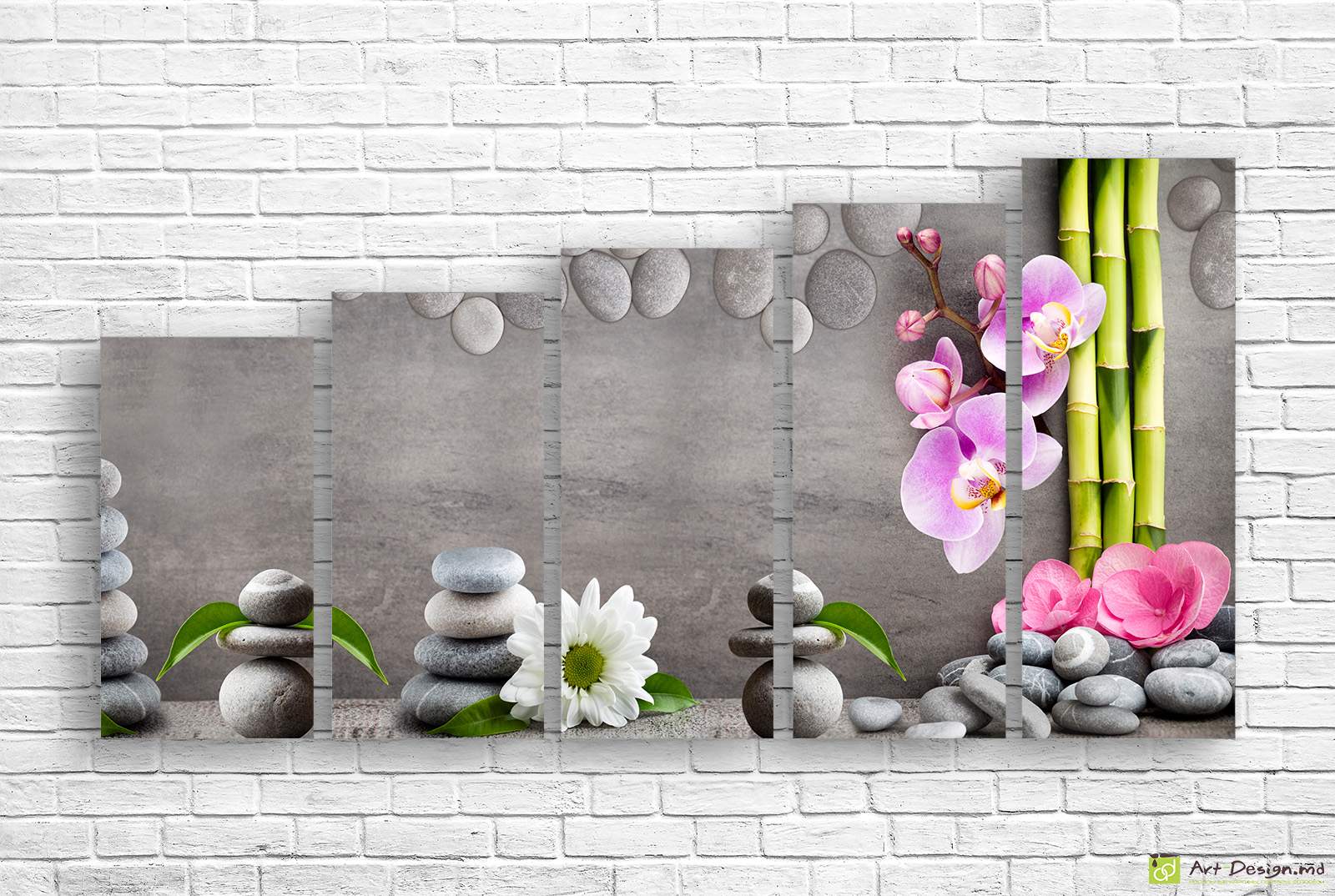 🤍 Модульная картина Белые орхидеи и морская галька