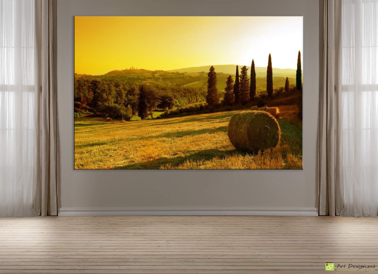 Закат в тосканских полях, Постер с природой