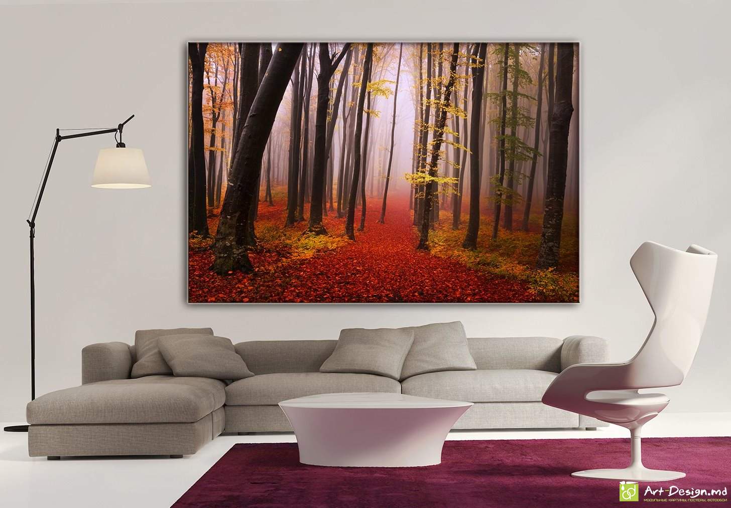 Pădurea de toamnă în ceață, Poster pe pânză