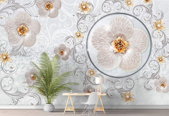 Fototapet la comanda - Flori cu monograme