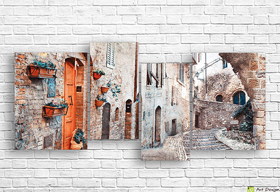 Imagine modulară - Cărți poștale din oraș și trandafiri