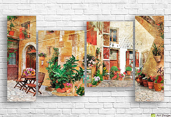 Модульная картина - Красные маки на старинном фоне_2