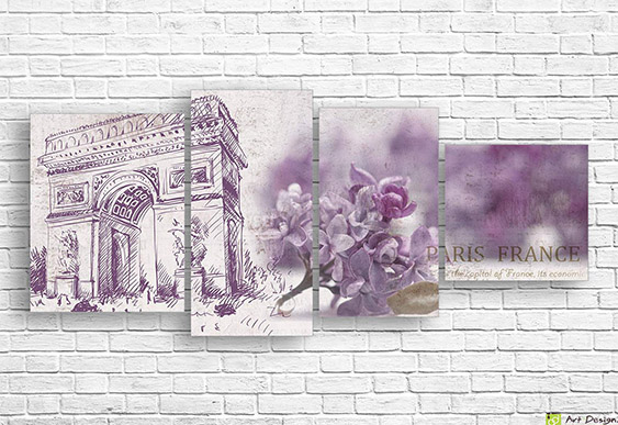 Модульная картина - Пионы на рисованном фоне_3