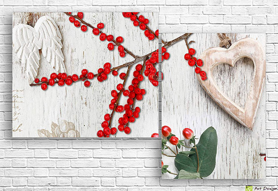 Tablou multicanvas - Lalele rosii pe alb-negru