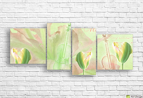 Модульная картина - Голубой конверт на рисованном фоне