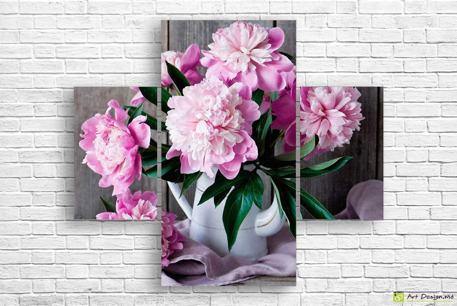 🌸 Tablou modular Bujori roz pentru interior