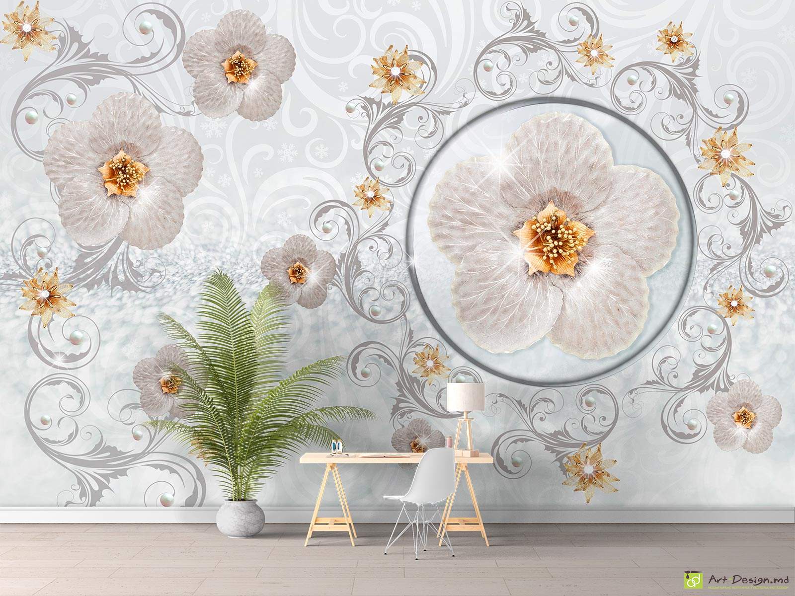 Fototapet la comanda - Flori cu monograme