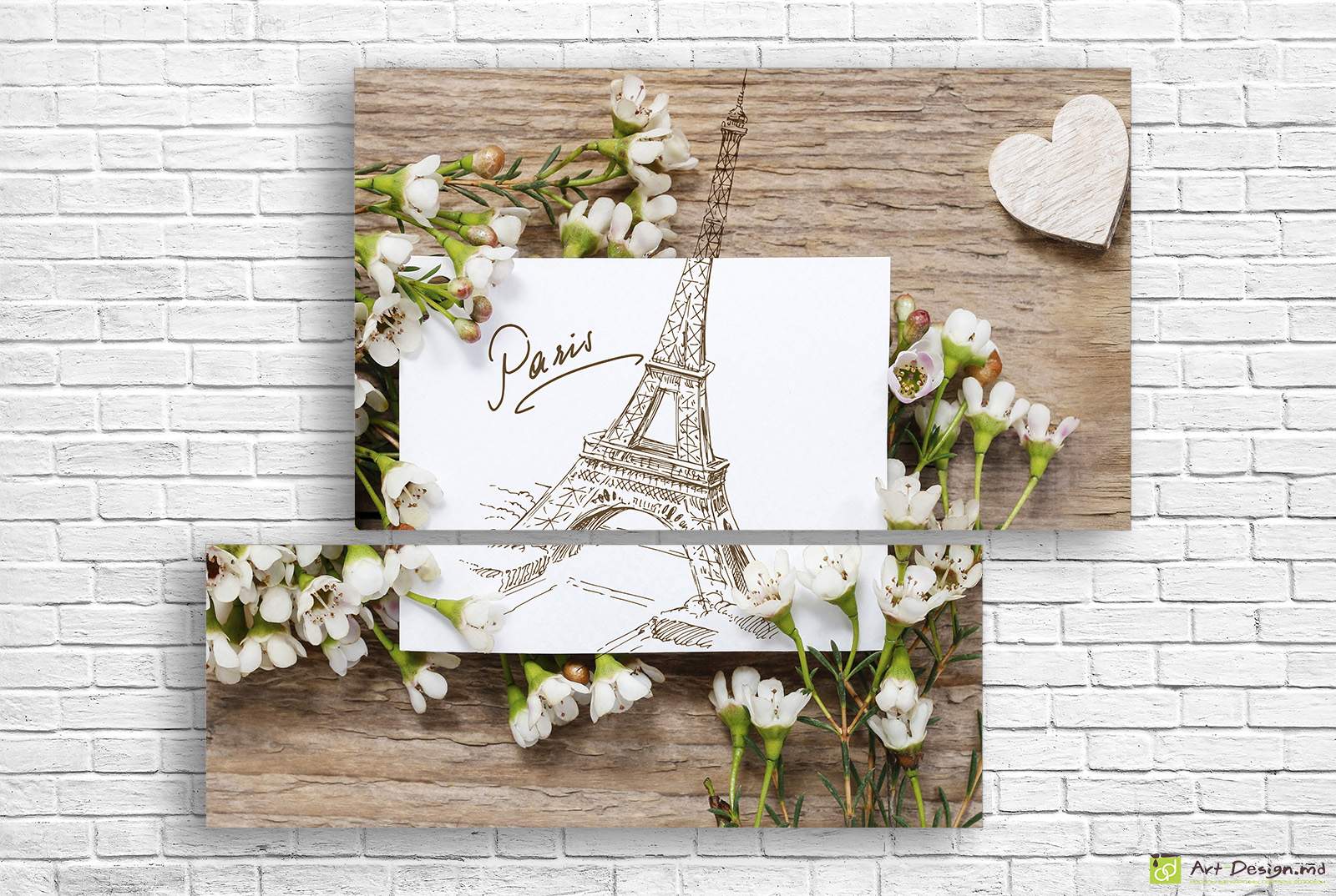 🖼️ Tablou modular Paris Turnul Eiffel și flori