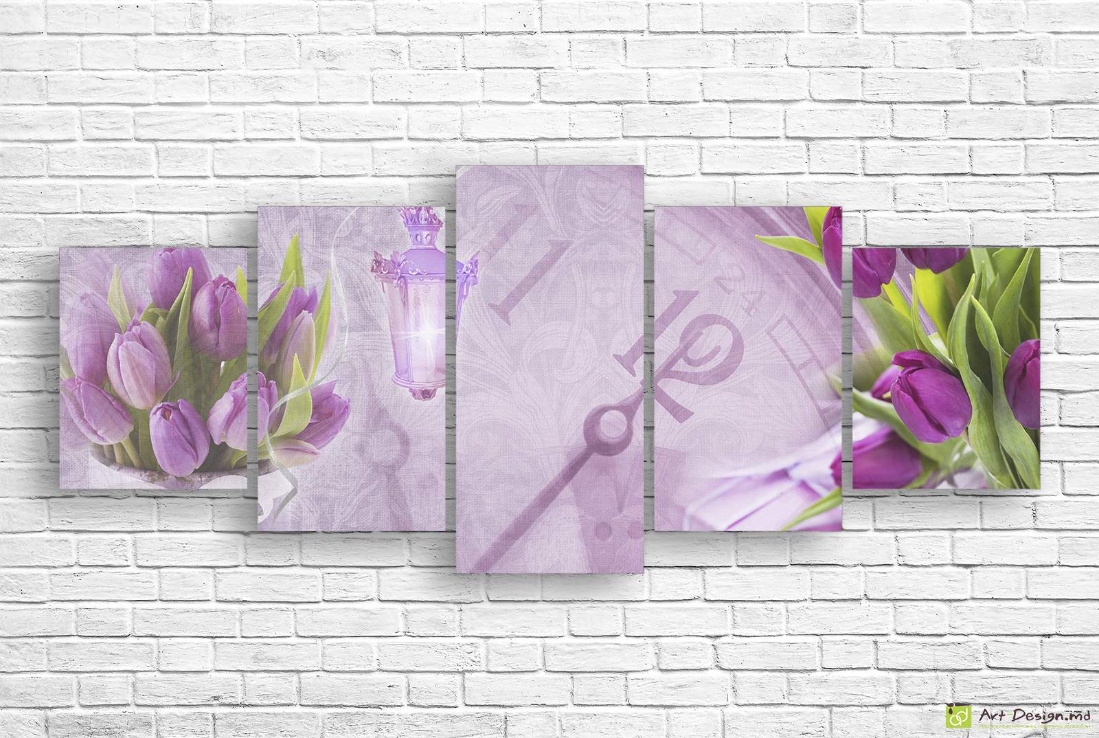 🌸 Tablou multicanvas cu lalele violet