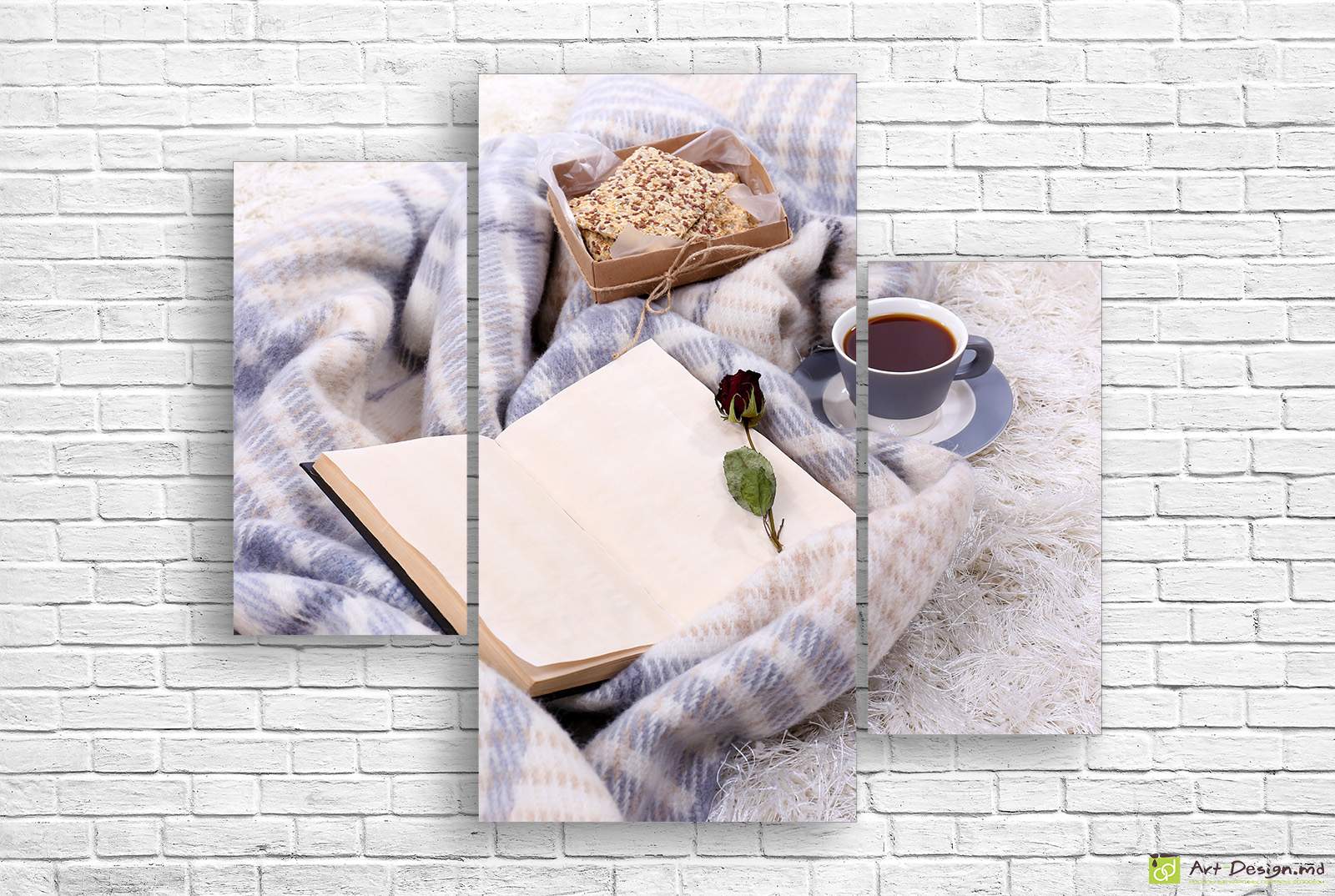 📚 Tablou modular Carte cafea și pătură caldă