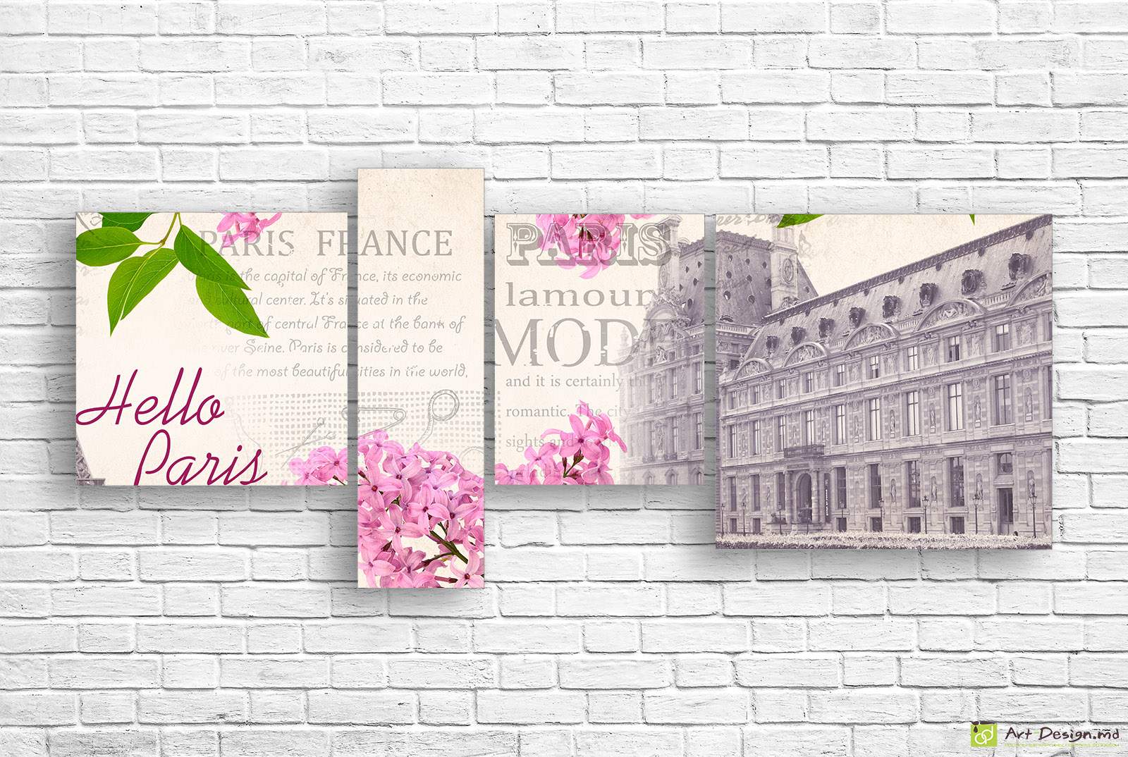 Tablou multicanvas - Parisul si liliacul