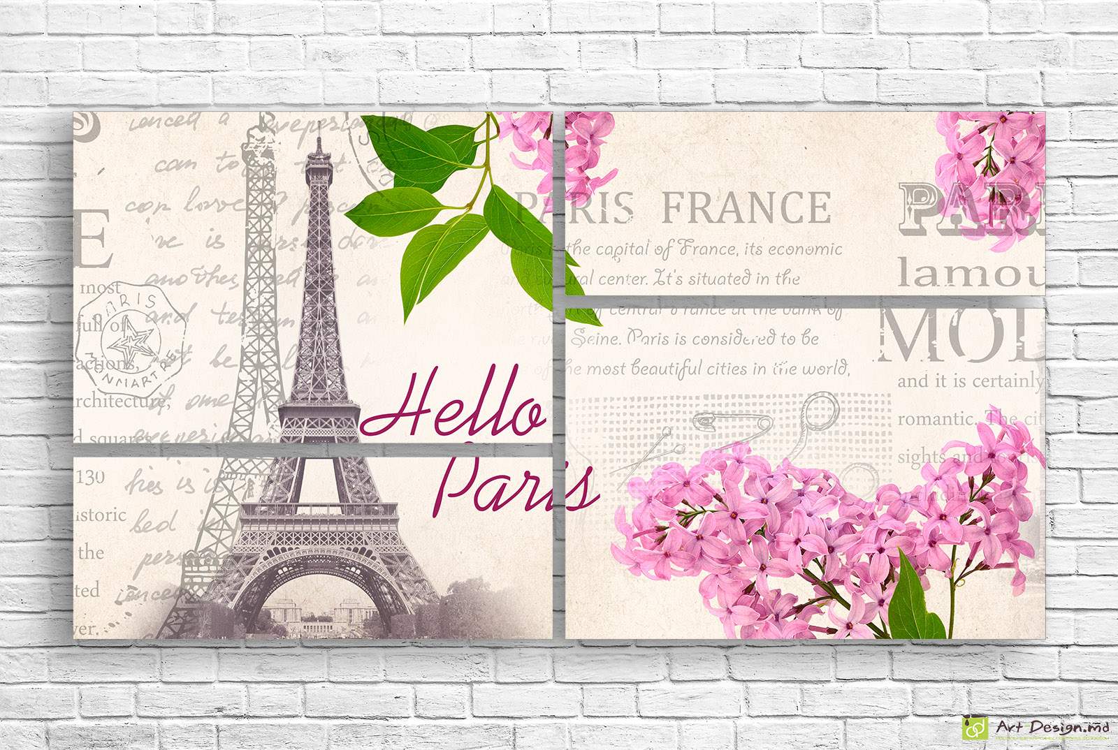 Модульная картина - Париж и сирень_3
