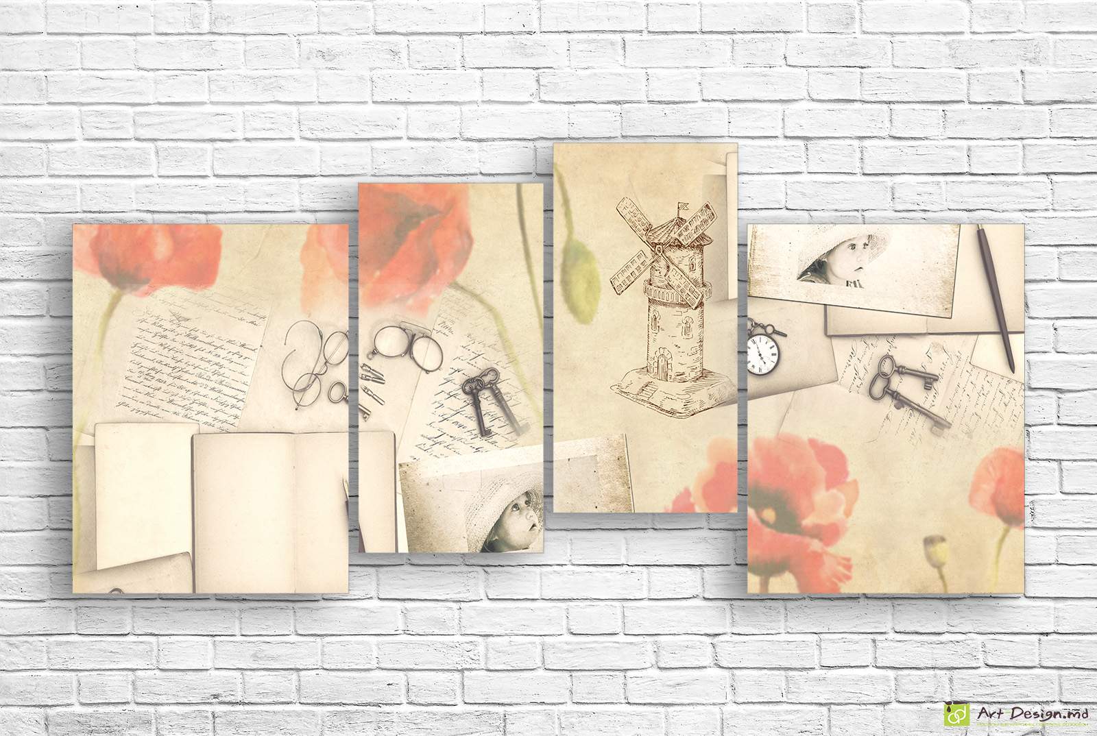 Модульная картина - Письма ретро_2