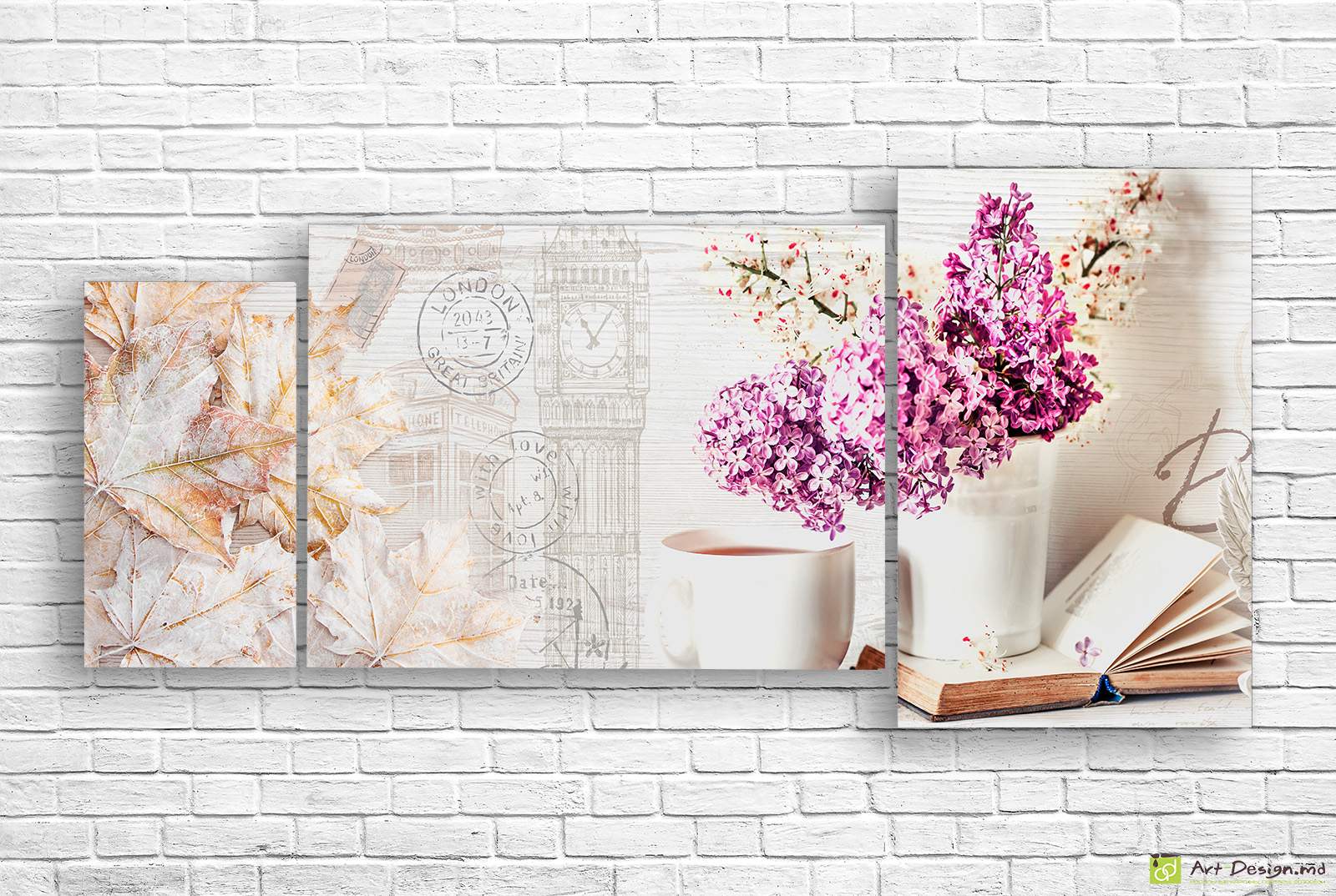 Модульная картина - Ретро, книга и сирень