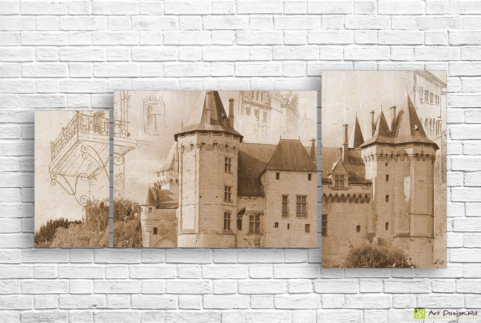 Модульная картинка - Город и рисованный задний план