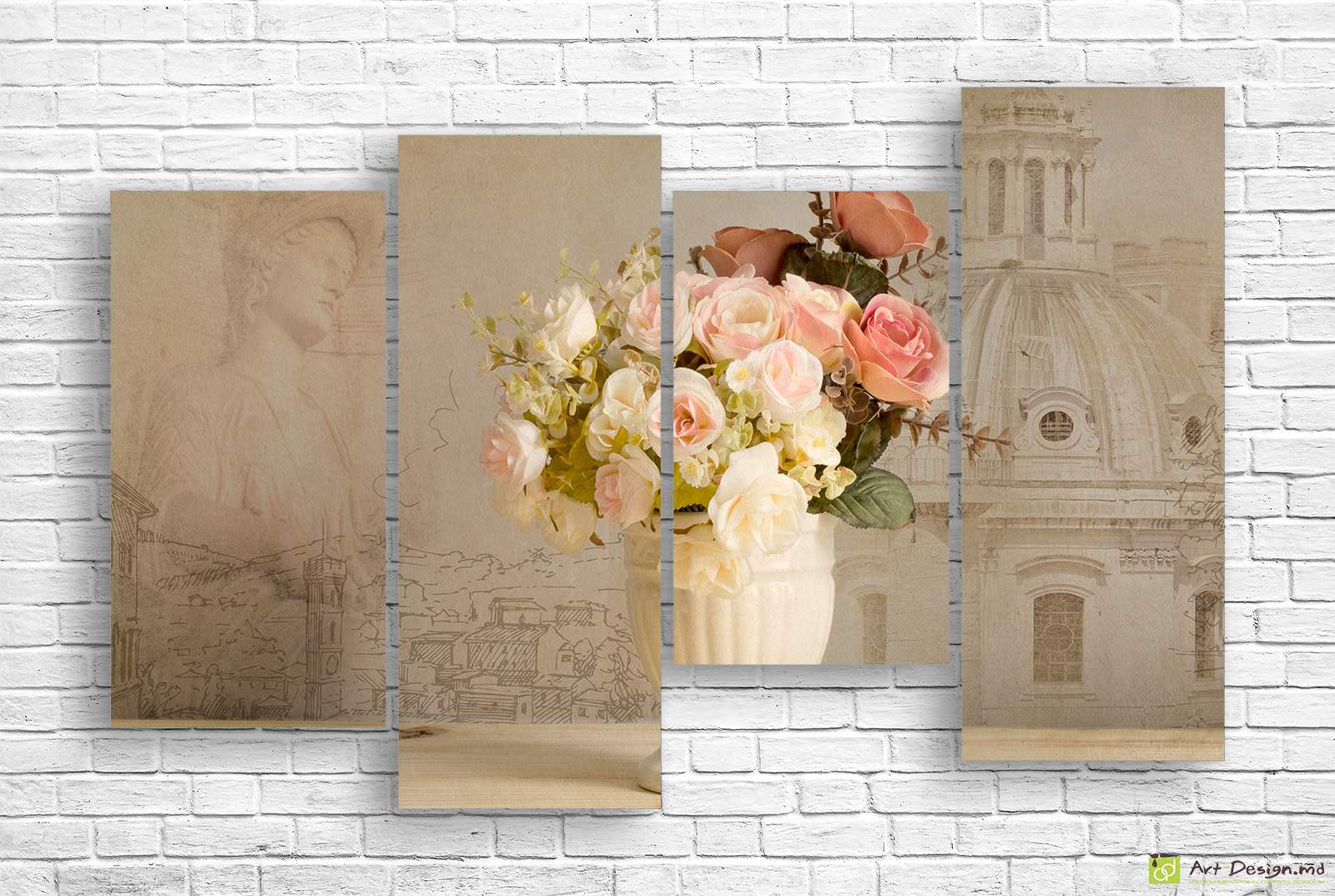 Modelul modular - Flori delicate pe un fundal de desen_2