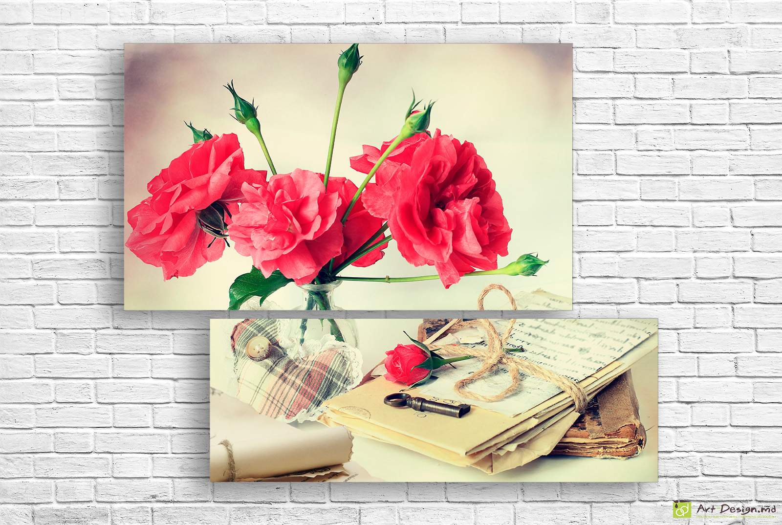 Модульная картина - Красные маки на старинном фоне