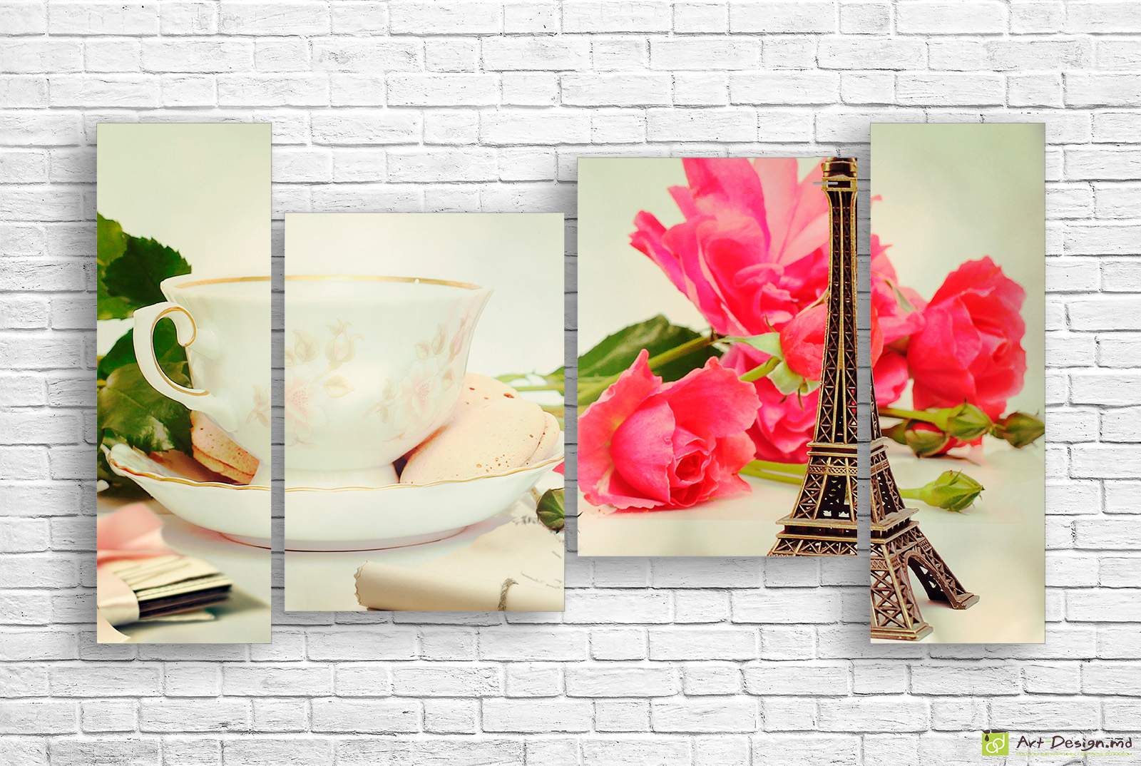 Модульная картина - Красные маки на старинном фоне_2