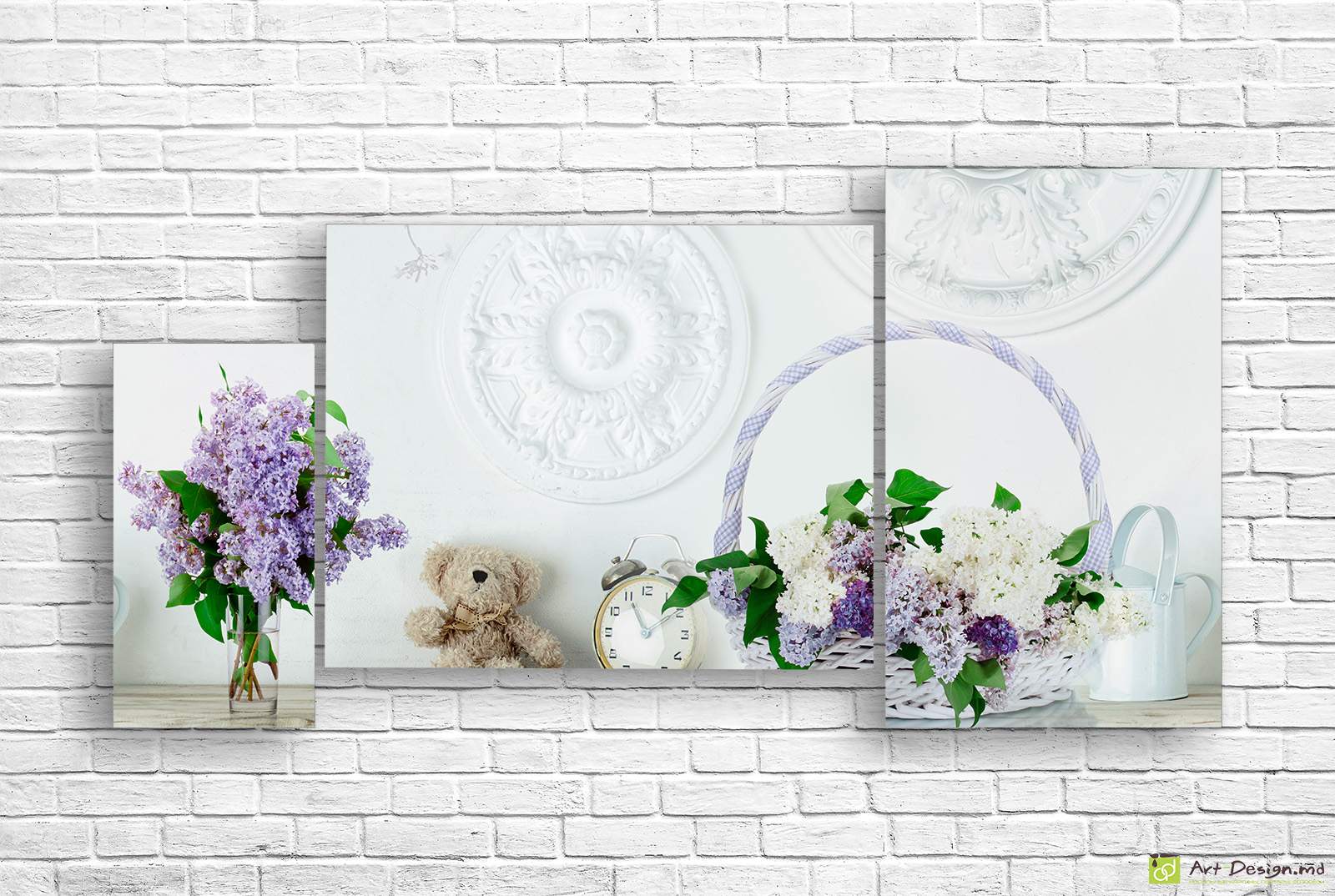 Tablou multicanvas - Liliac pe fundal de epocă