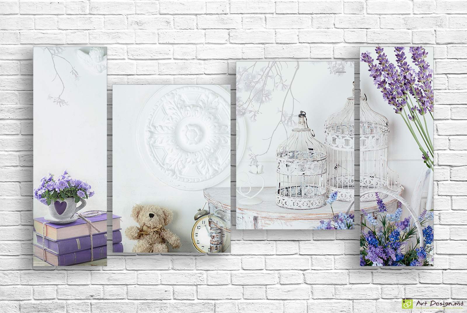 Модульная картина - Цветы на старинном фоне