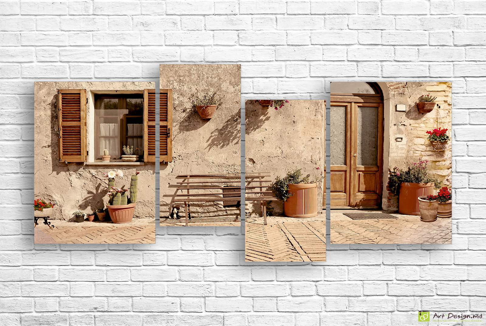 Tablou modular - Străzile vechi și flori