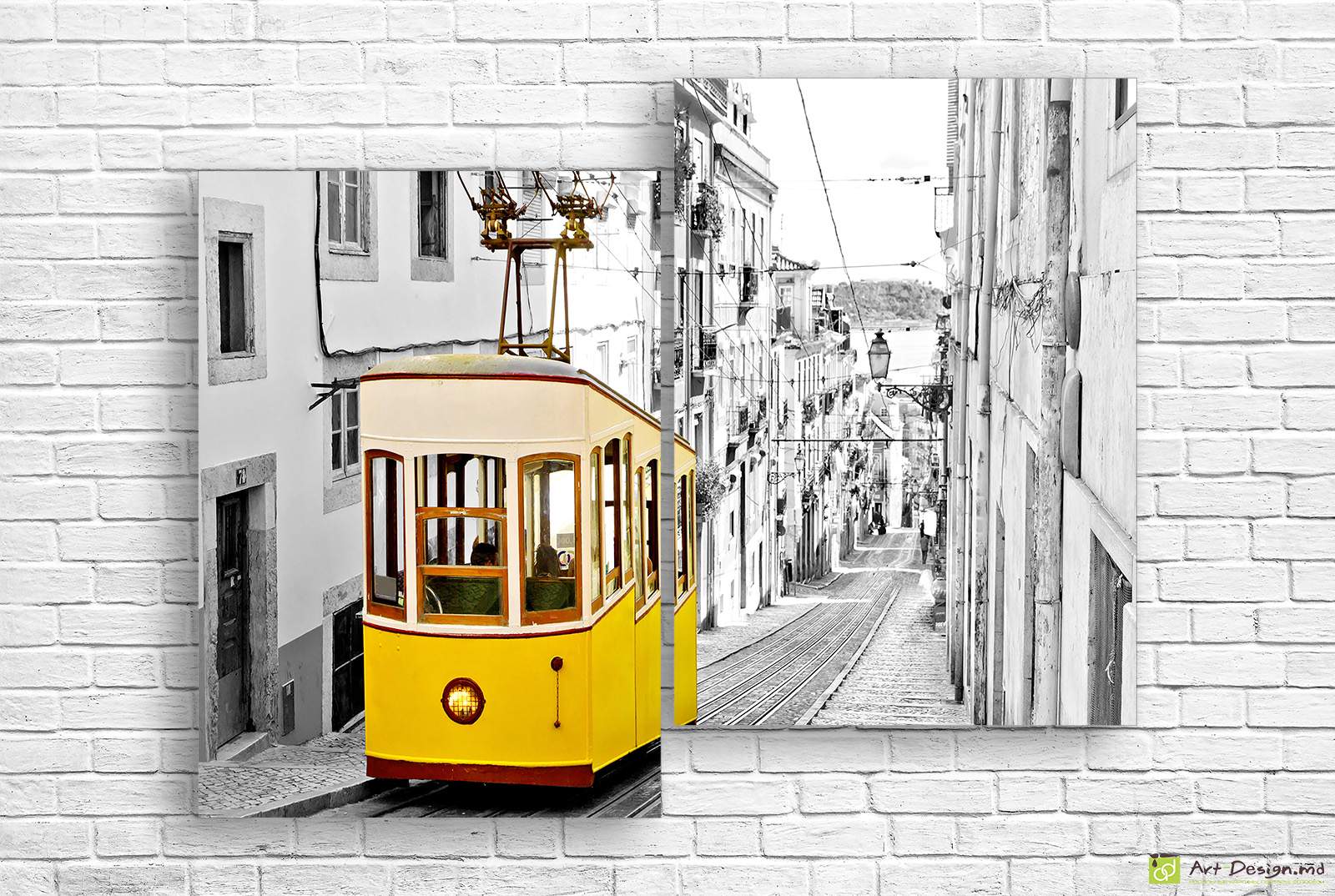 Imagine modulară - Tramvaiul galben din orașul vechi